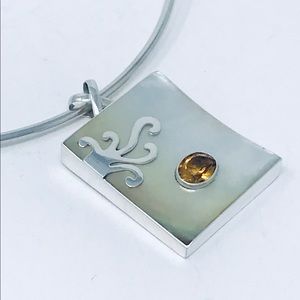 Citrine & Mother of Pearl Sterling Silver Pendant